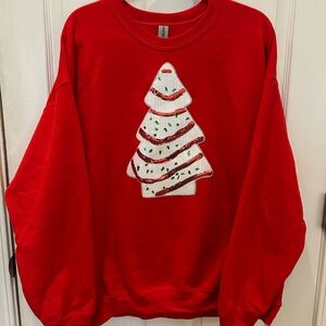 Christmas Tree Cake Sequined Red Sweatshirt
